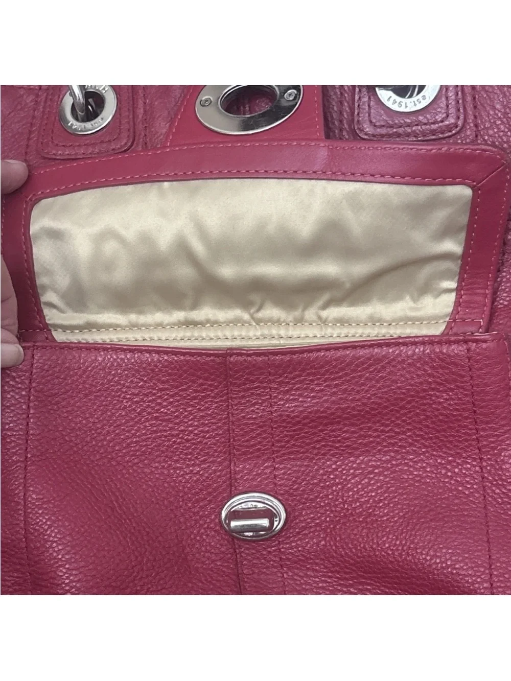 COACH Hampton F15694 handbag Pebble Leather/Red NO Hang Tag